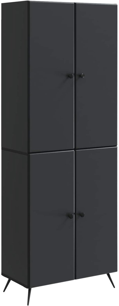 vidaXL Kast - Set - 2 - st - Zwart - Bewerkt - hout