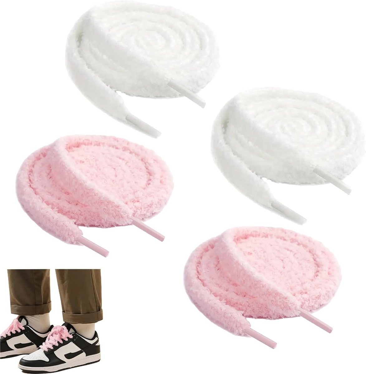 Fluffy Veters voor Sneakers - Zacht en Duurzaam 120 cm in Diverse Kleuren - Ideaal voor Sport- en Casual Schoenen - Verbeter Je Stijl en Comfort