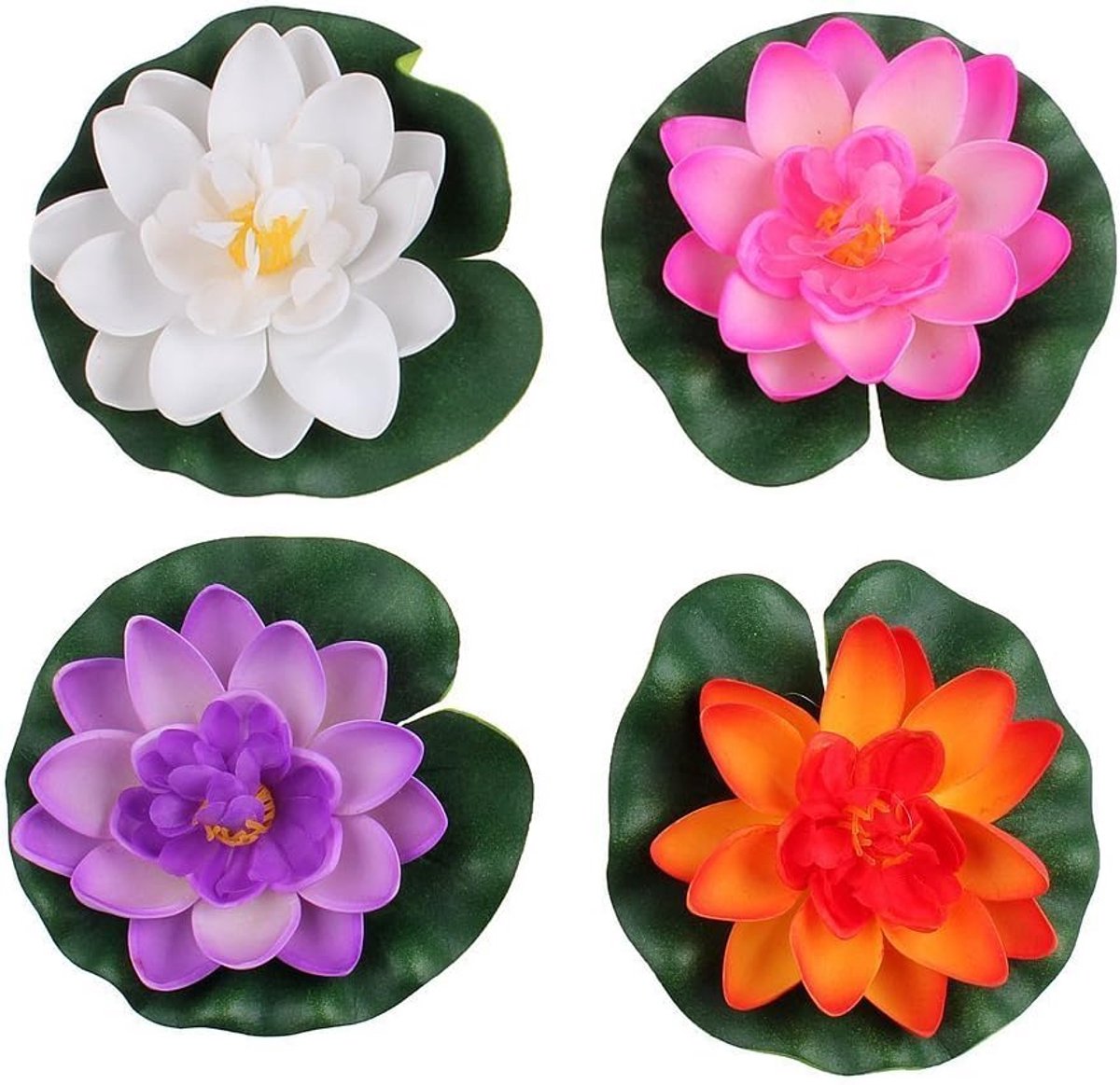 JeiibrZui Kunstwaterlelie Drijvende Lotus - 17 Cm - 4 Stuks - Roze - Decoratie Voor Vijver En Aquarium