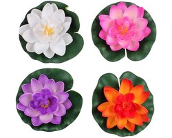 JeiibrZui Kunstwaterlelie Drijvende Lotus - 17 Cm - 4 Stuks - Roze - Decoratie Voor Vijver En Aquarium