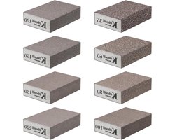 Set van 8 schuurwiggen - Professionele schuurpapier met 80-1000 korrel - Schuur spons voor nauwkeurig schuren en afwerken