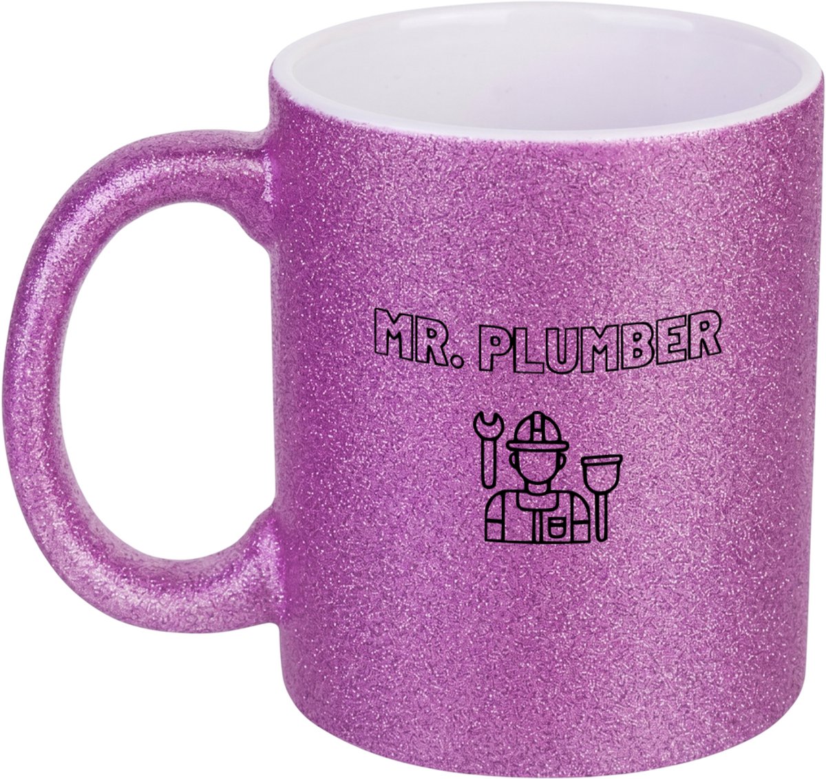 Hacebo® - Loodgieter MR. plumber koffiebeker glitter paars - Loodgieter - Familie vrienden collega - thee mok - koffie beker - Cadeau - koffiemok - 350 ML inhoud