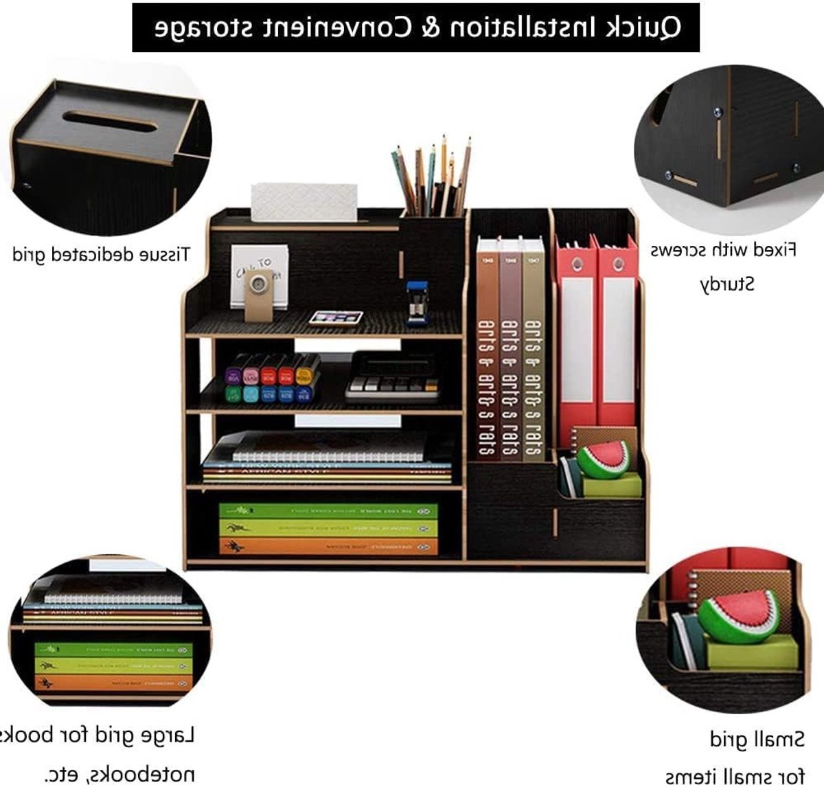 Houten Bureau Organizer met Lade, Ruimtebesparende Opbergdoos voor Kantoor, School en Thuis, Ideaal voor Kantoorbenodigdheden en Decoratie — cadeau in Wonen & Interieur - foto 4