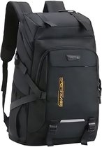 CarryQuest® - 60L Outdoor Rugzak - Oxford Polyester Reisrugzak met Laptopvak, Rugventilatie, Luchtkussenriemsysteem & Front-/Toploader - 55x31x21 cm - Zwart