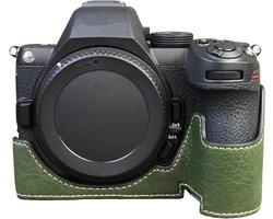 Beschermende PU Leren Half Case voor Nikon Z5 II/Z5II/Z5 Mark II Camera met Onderopening - Groen, Duurzaam en Stijlvol Accessoire