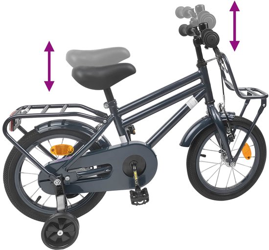 vidaXL - Kinderfiets - 16 - Inch - voor - 4-6 - jaar - oud - Donkergrijs van VidaXL — afbeelding 4