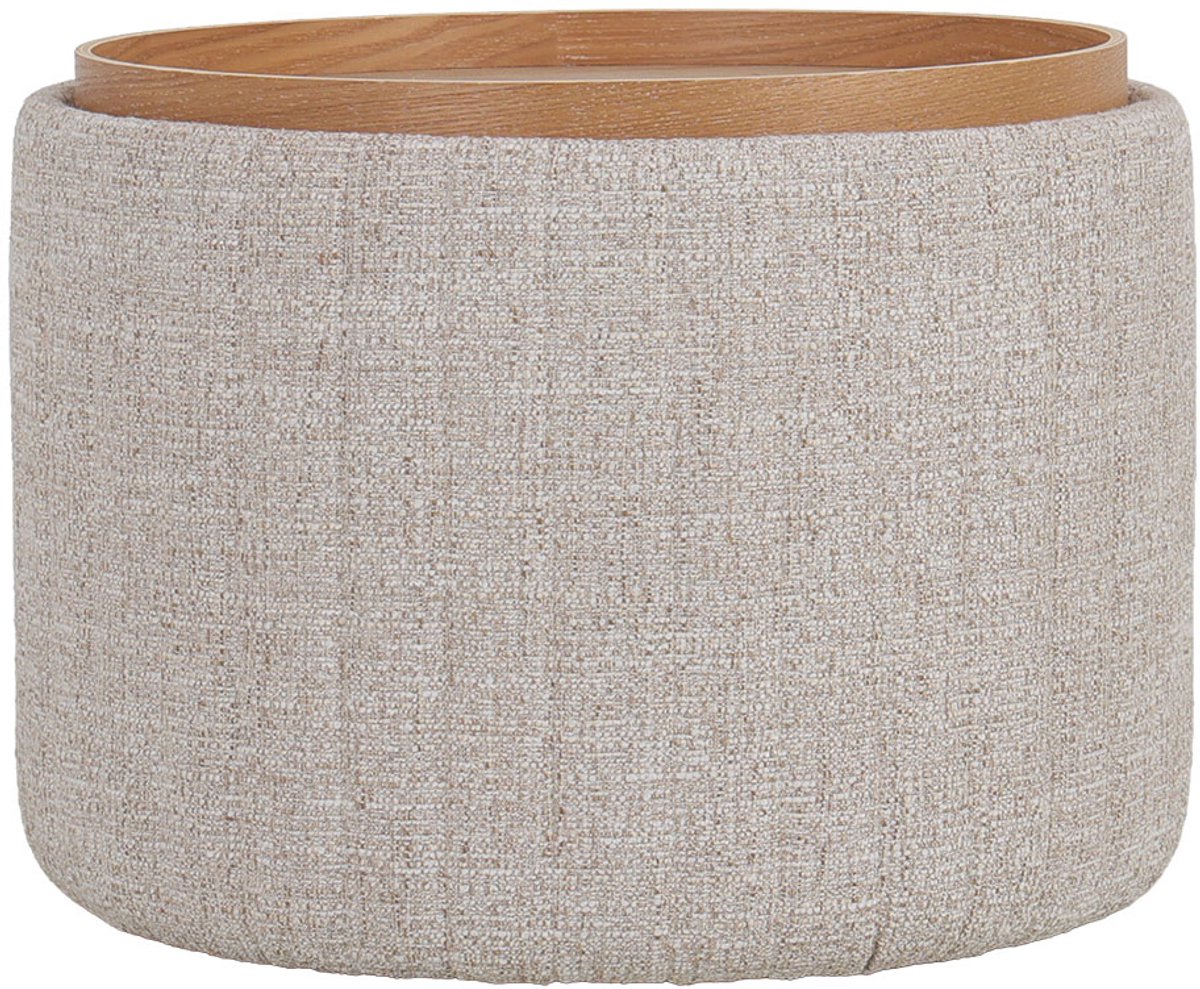DÉJA Living Salontafel Angela Beige/Naturel – Rond – Met Opbergruimte – Essenfineer – 55x55x42 cm