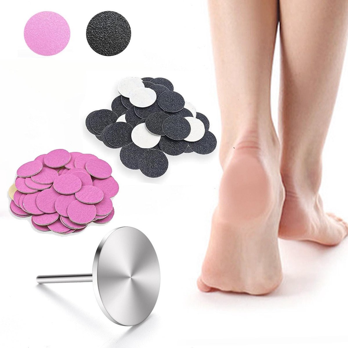 Pedicure Schuurwielen 100 Stuks - Schuurpapier voor Voeten, Eeltverwijderaar en Hielverzorging met Shank voor Dode Huid (φ15mm)