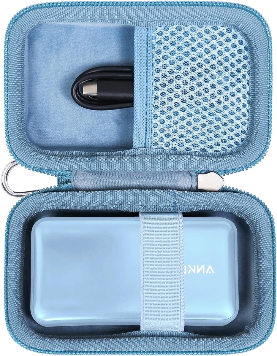 Harde Draagtas voor Powerbank 10000mAh - Bescherming, Opbergtas en Reiscover voor PowerCore 30W, Blauw, S, Geschikt voor Anker 533