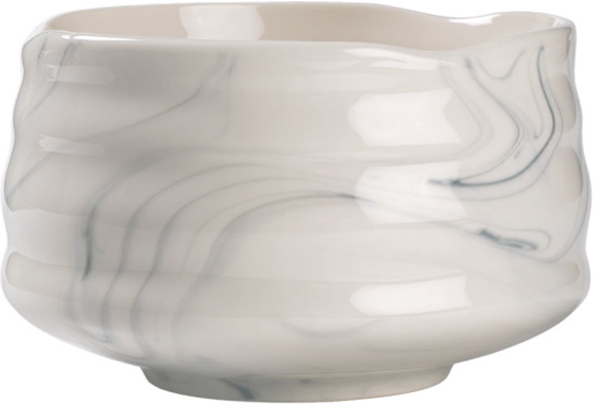 Keramische matcha kom CHiATO Chawan Cloud Mist – Wit / Grijsblauw