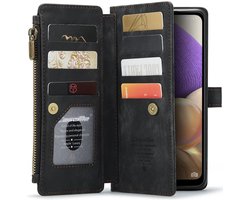 CaseMe C30 Hoesje Geschikt voor Samsung Galaxy A32 5G | Wallet Zipper Book Case met Pasjeshouder | Beschermhoes met Portemonnee | Zwart