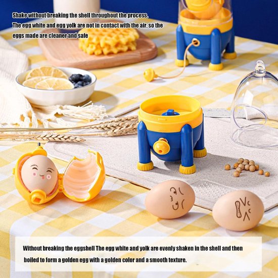 Eier Mixer - Keuken Gadget - Ontbijt Bereiden - Handmatige Aandrijving - 7x7x17 cm - Wit — afbeelding 3