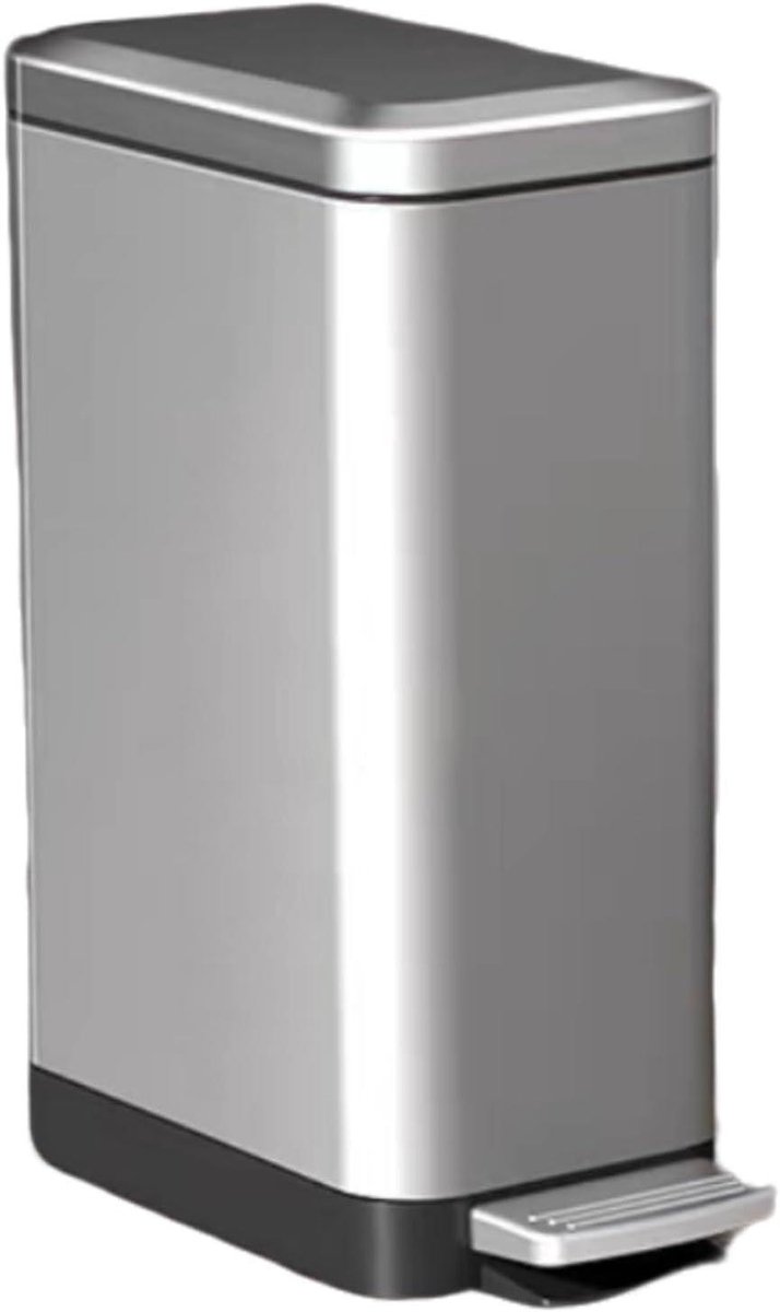 Slanke prullenbak - Afvalemmer - Kleine ruimtes - Handsfree bediening - 13L 27x17x35CM - Zilver