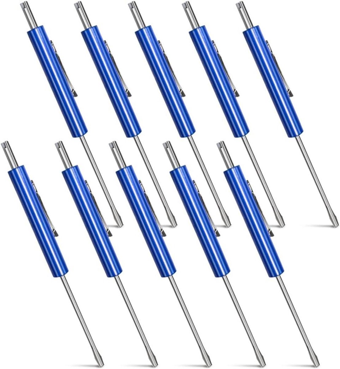 Zakschroevendraaier - Precisie gereedschap - HVAC reparatie - Met ventielkernverwijderaar - 10 stuks - Blauw