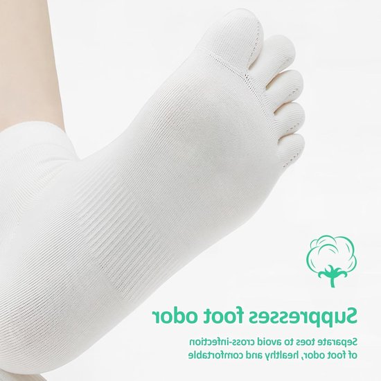 Vijf paar ademende katoenen sportsokken voor dames, antislip yogasokken met vijf tenen, maat 35-42 — afbeelding 5