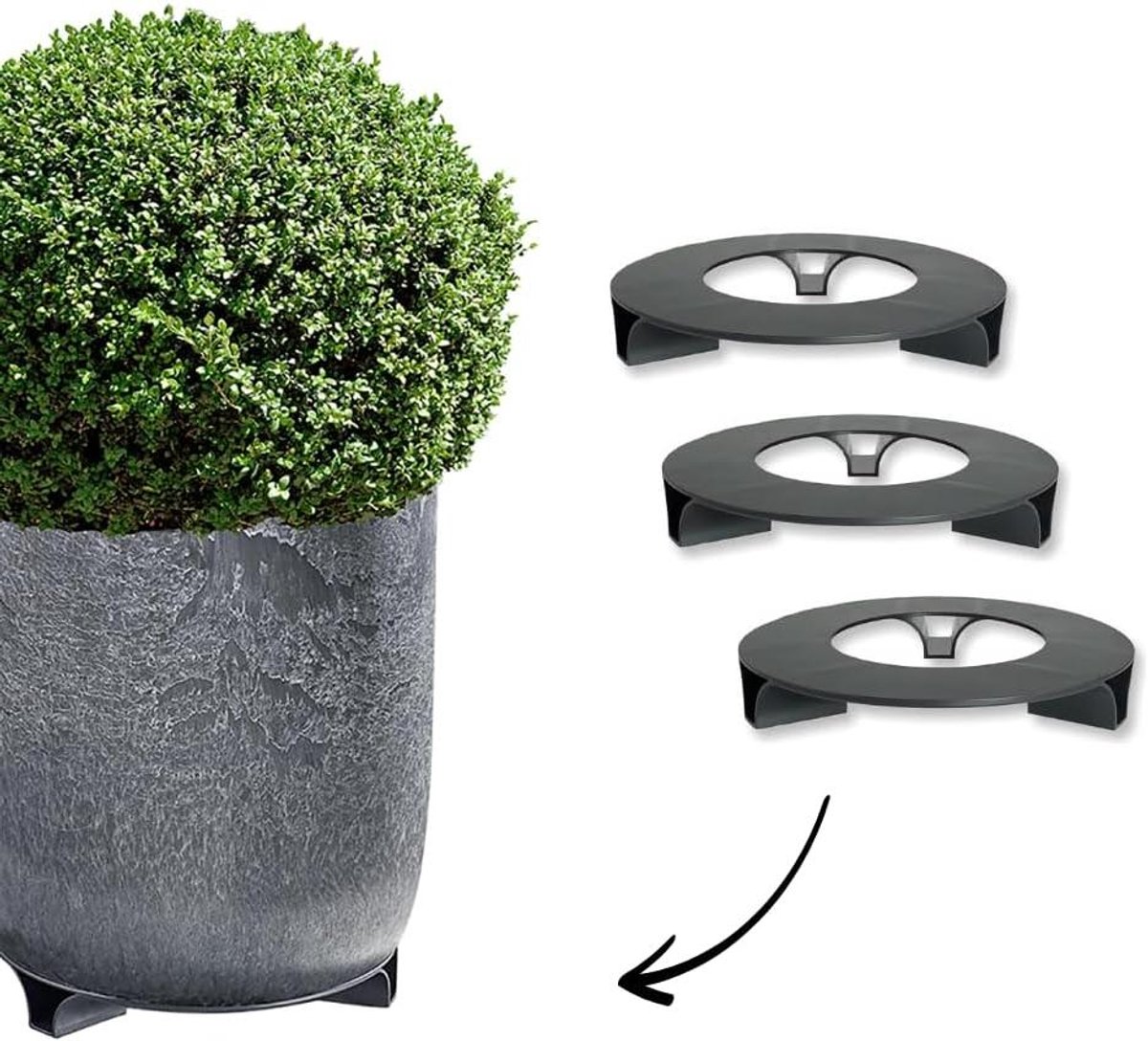 Bloempot Onderzetter - Plantenbak Schotel - Binnen en Buiten - Gerecycled Materiaal - 27 cm Diameter - Zwart