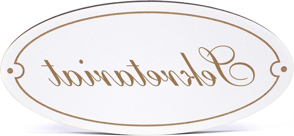 Decoratief deurbordje - Naambordje woning - Deur personaliseren - Zelfklevend ovaal - 15 x 7 cm - Wit