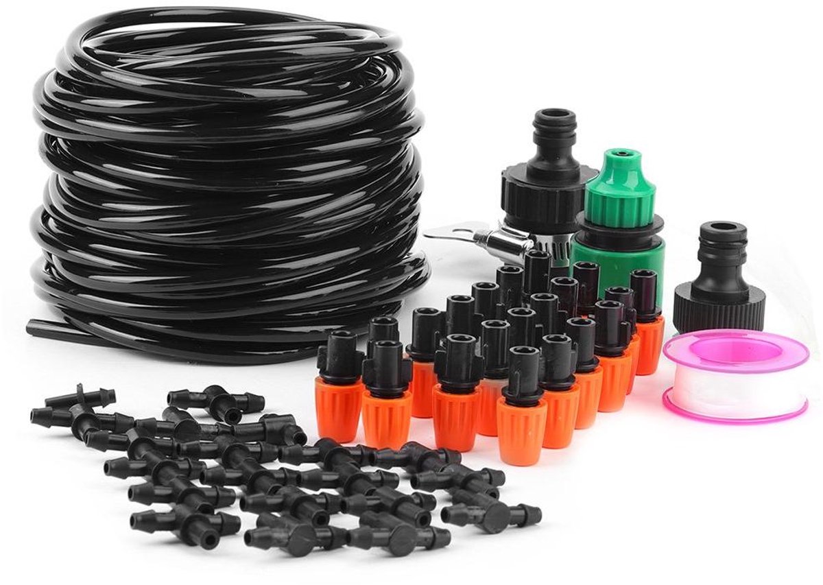 Irrigatieset - Bewateringsset Tuin - Planten Water Geven - Automatisch Systeem - 15 m - Zwart