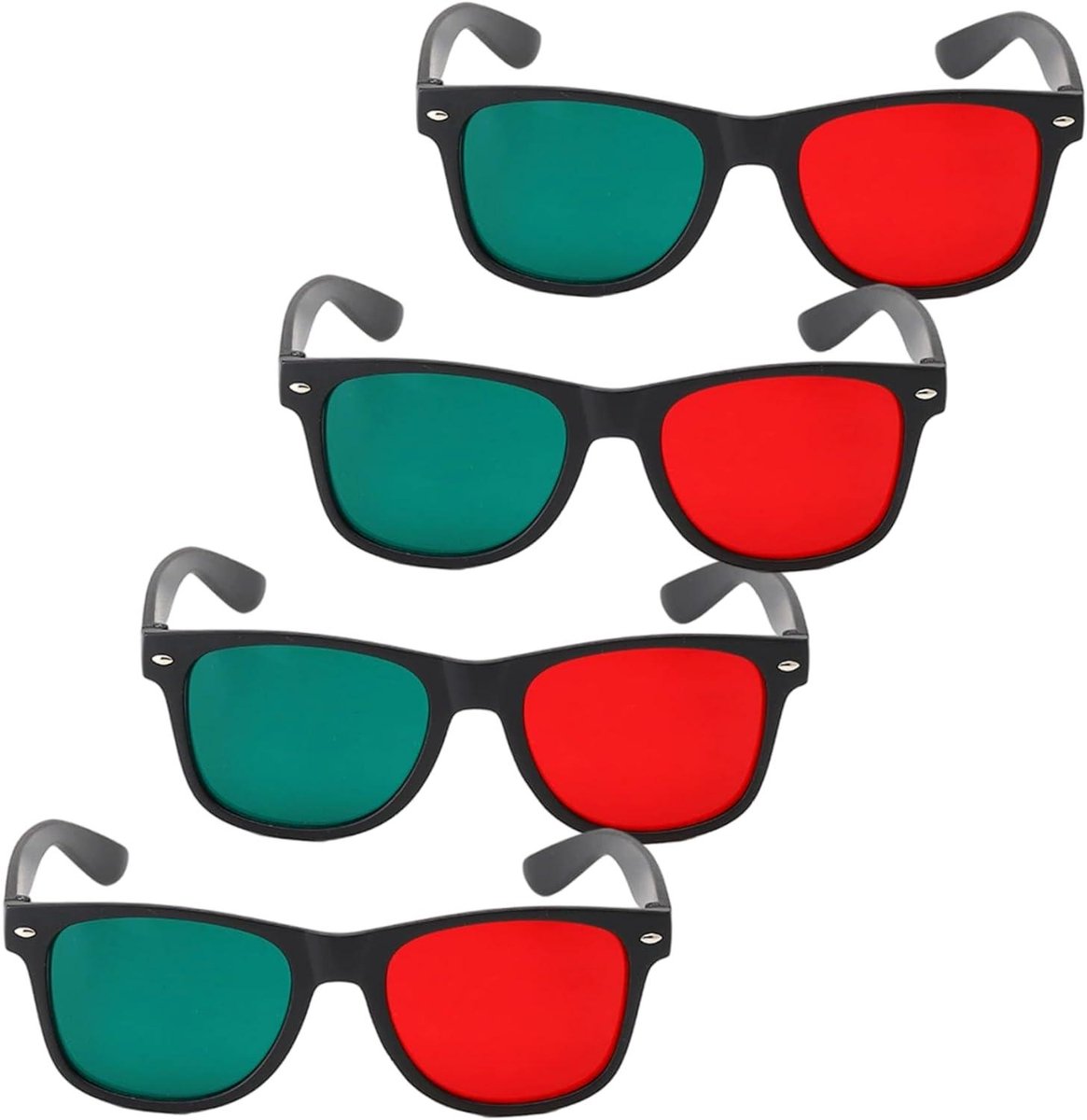 3D-brillen - Anaglyph brillen - 3D films kijken - Amblyopie training - 4 stuks - Zwart frame