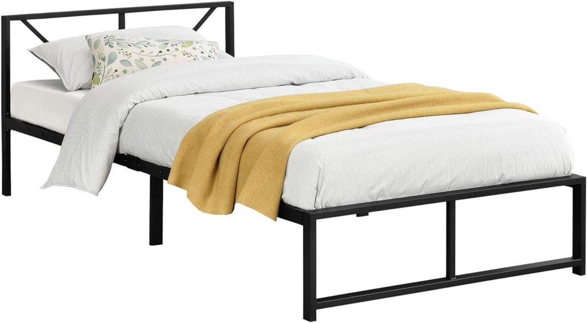 Metalen Bedframe - Bedbodem Inclusief - Slaapkamer Inrichten - Gepoedercoat Staal - 90x200