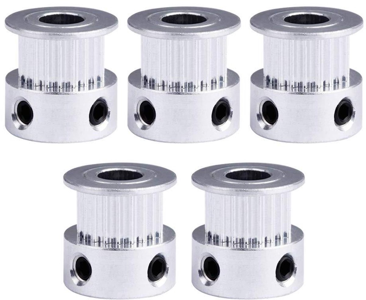 Tandwielen - Riemwielen - 3D-printen - Aluminium constructie - 5 stuks - Zilver
