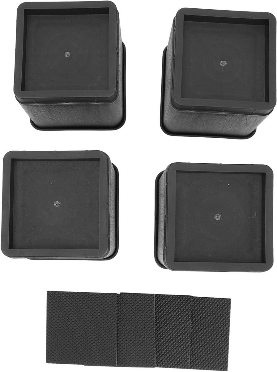Meubelverhogers - Bedverhogers - Meer Opbergruimte - Stapelbaar en Antislip - Set van 4 - Zwart