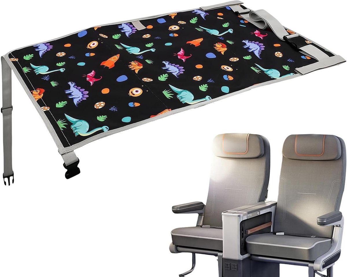 Kinder Vliegtuigbed - Reiswieg peuter - Comfortabel reizen - Opvouwbaar en compact - 76x44.5 cm - Grijs