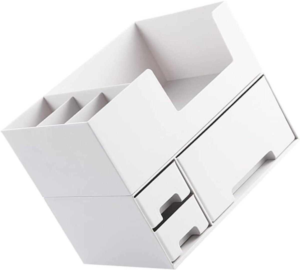 Cosmetische Organizer - Make-up Opberger - Bureau Organiseren - Stapelbaar Ontwerp - 17.2cm Hoog - Wit