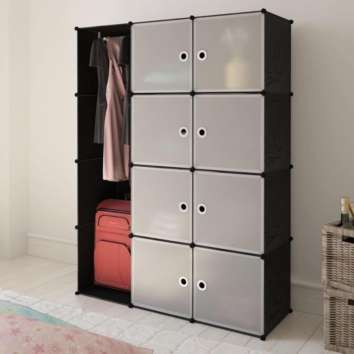 Kast met vakken - Opbergkast - Kleding opbergen - Modulair ontwerp - 37x115x150cm - Zwart