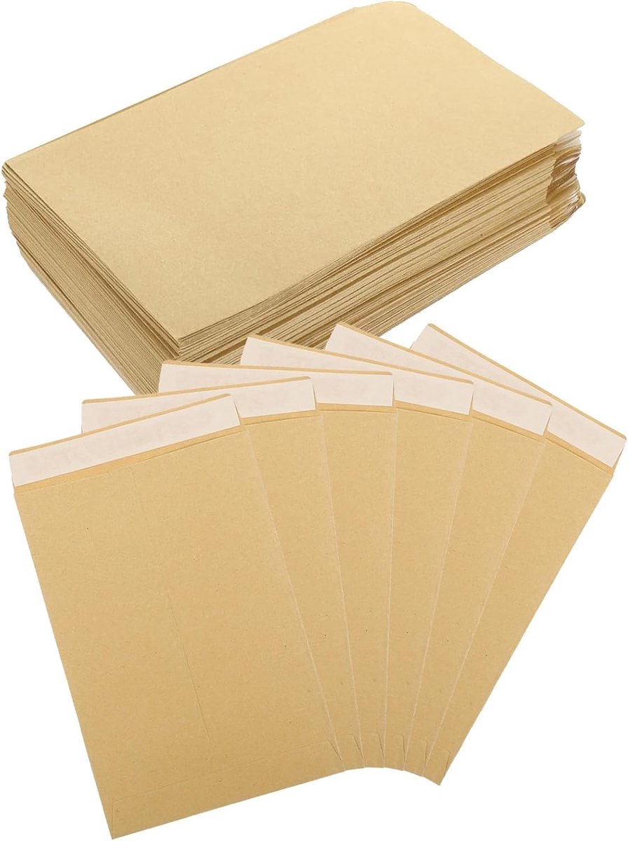 Set van 50 Zelfklevende Venster Enveloppen voor Trouwaankondigingen, Verjaardagskaarten en Bedankbriefjes, Bruin, 16.2 x 22.9 cm, Perfect voor Postverzending