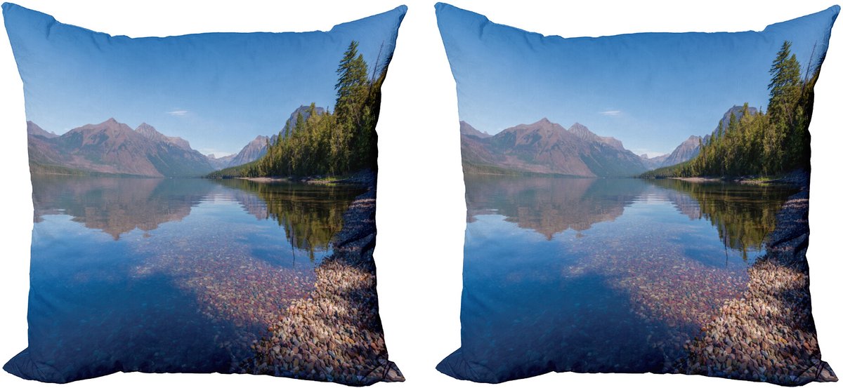 ABAKUHAUS Glacier National Park Decoratieve kussenhoes, 2 stuks, bosscène, moderne accent, dubbelzijdige digitale print, 40x40 cm, meerkleurig