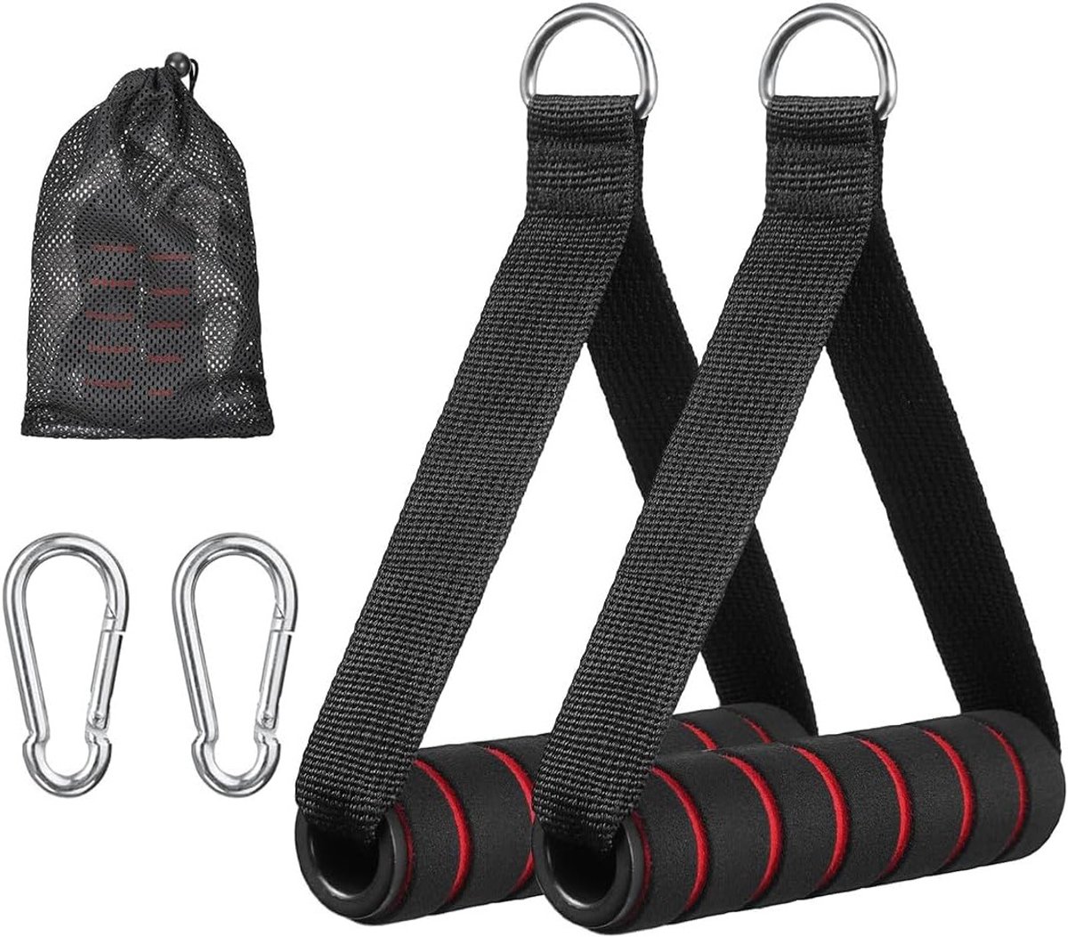 Verstelbare Kabel Handgrepen voor Triceps Oefeningen - Antislip Fitness Accessoires met 2 Beugels voor Effectieve Spiertraining