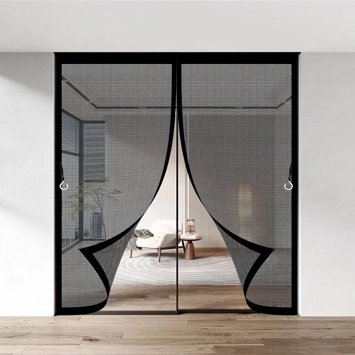 Raamhor - Muggenhor - Insecten Buiten - Automatische Sluiting - 128x228 cm - Zwart