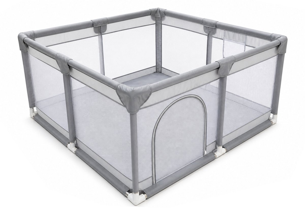 Eurocatch Play Pen XL - Babybox 150x180cm - Inklapbaar - Speelbox met Ademend Gaas - Veilig en Stevig - Inclusief Draagtas - Grijs