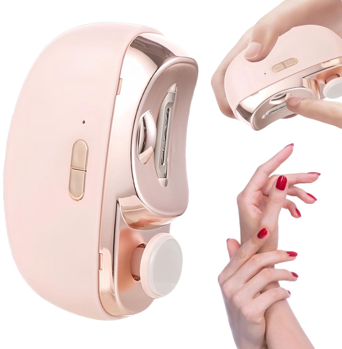 Elektrische nagelknipper, 3-in-1 automatische elektrische nageltrimmer met functies Geschikt voor het polijsten van vingers en tenen, met twee instelbare snelheden, voor voor senioren, volwassenen en vrouwen – roze.