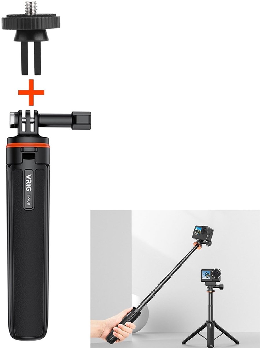 Uitschuifbaar Statief Selfie Stick voor Action Camera met Verstelbare Lengte en Gimbal