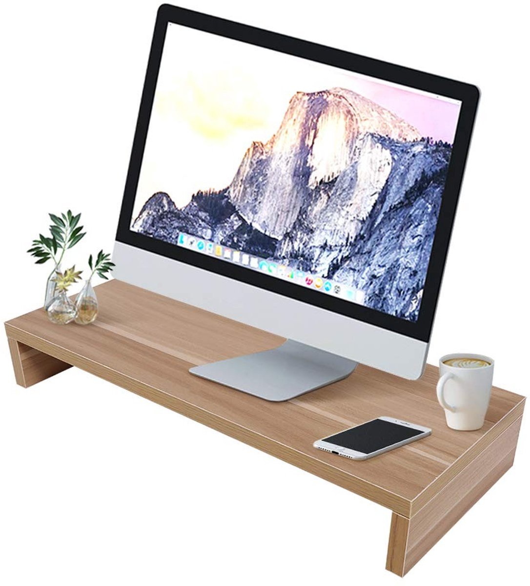 Houten Monitorverhoger - Ergonomische Bureau-Organiser voor PC, Laptop & TV