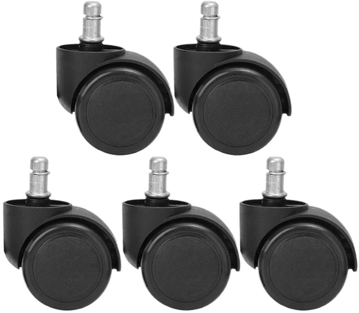 Stoelwielen Set - Reservewielen Bureau - Vloerbescherming - Dubbele Wielen - 5 stuks - Zwart