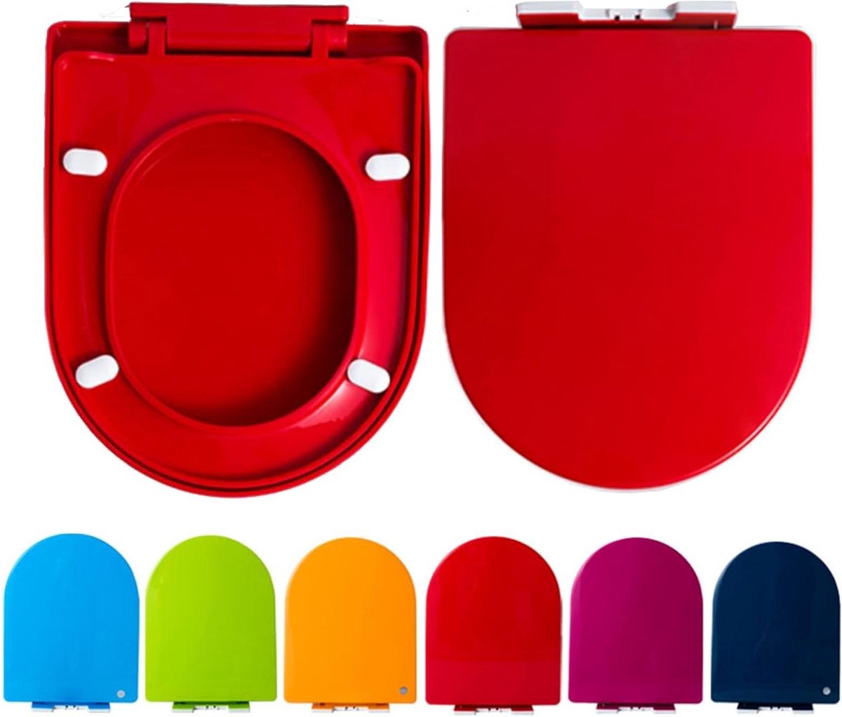 Toiletbril D-vorm - Toiletdeksel - Vernieuwen Badkamer - Softclose mechanisme - 36x47 cm - Rood