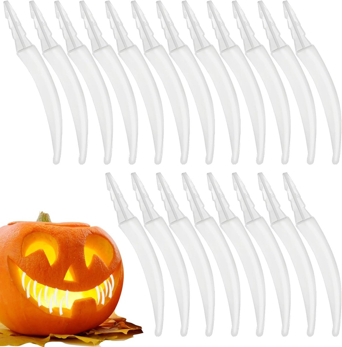 20 Stuks Halloween Pompoen Tanden Decoraties voor Creepy Jack-O-Lantern Versieringen, Ideaal voor DIY Activiteiten en Feestdecoratie