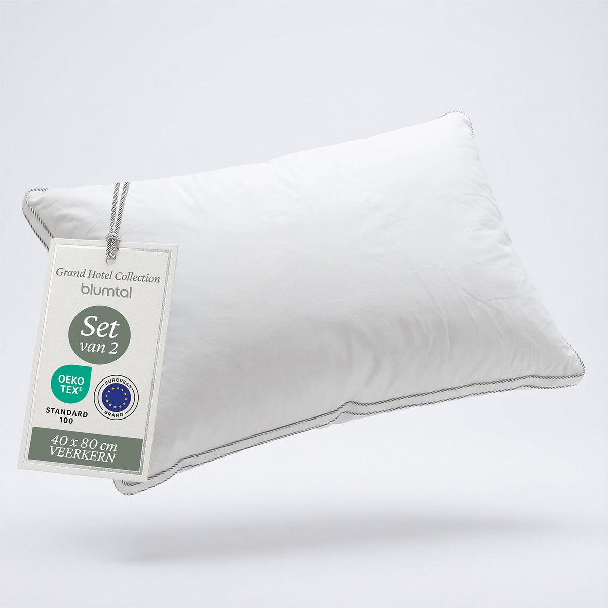 Blumtal Veren Kussen Lillabo - 3-kamer vullling - Oeko-TEX gecertificeerd kussen met verenvulling - Katoenen Hoes - 40 x 80 cm - Set van 2 Wit