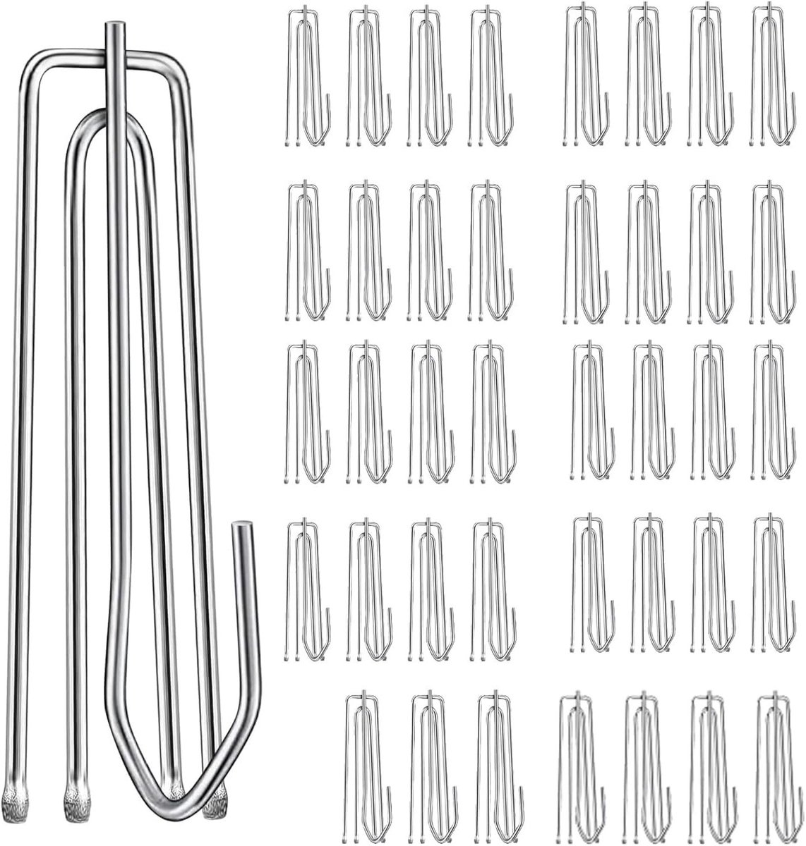 40 Stuks Ringen voor Gordijnen van Roestvrijstaal met Klemhaken - Ideaal voor Gordijnen en Raamdecoratie
