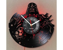 Vinyl Wandklok - Platenklok Neon - Wanddecoratie Verlichten - Gerecycled Vinyl Ontwerp - 30 cm - Zwart