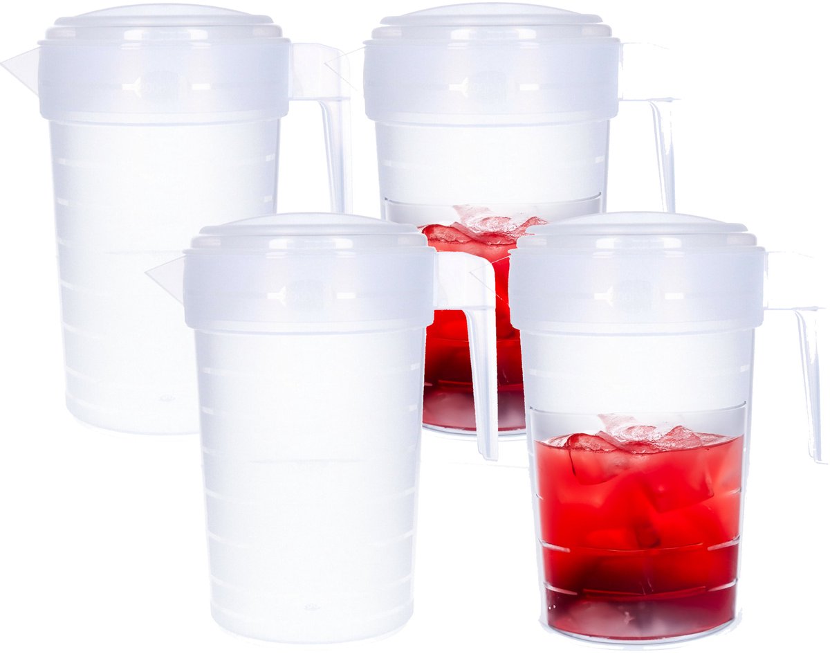 Plasticforte Waterkan - 10x - 2L - transparant - met deksel - kunststof - schenkkan