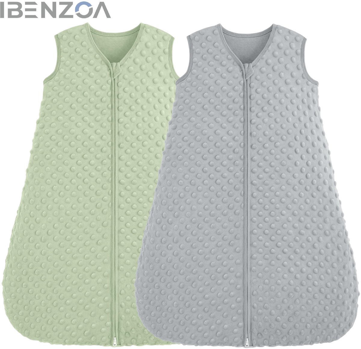 Slaapzak - Pluche Stippen - 78 cm - Groen;Grijs