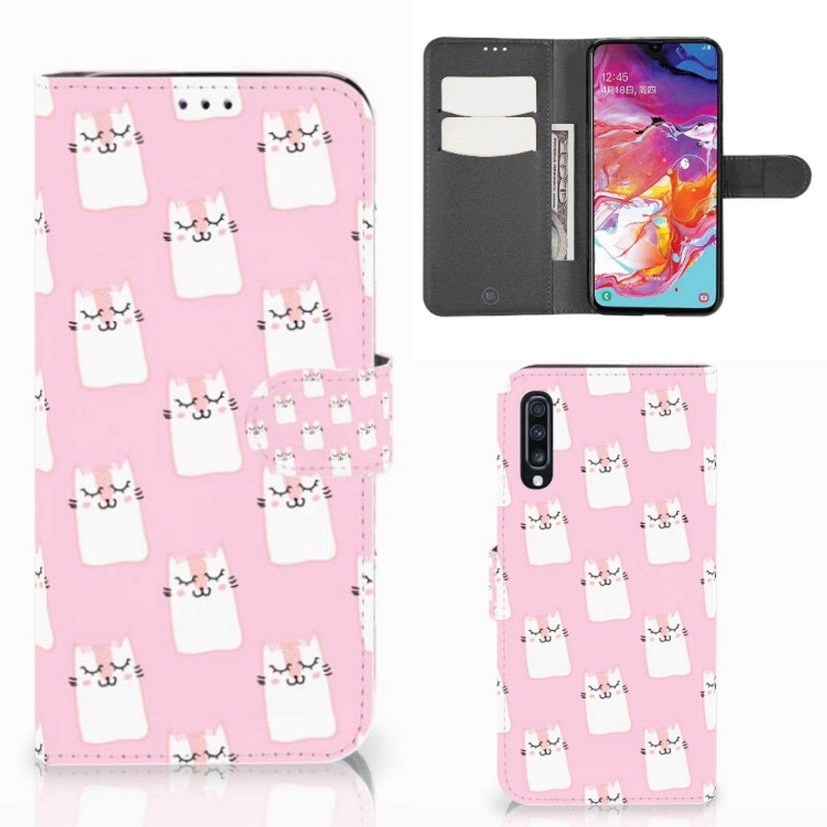 Boekhoesje voor Samsung Galaxy A70 Telefoonhoesje met Pasjes Sleeping Cats
