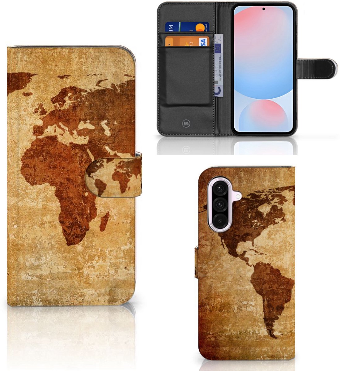 Samsung Galaxy A56 Flip Cover Wereldkaart