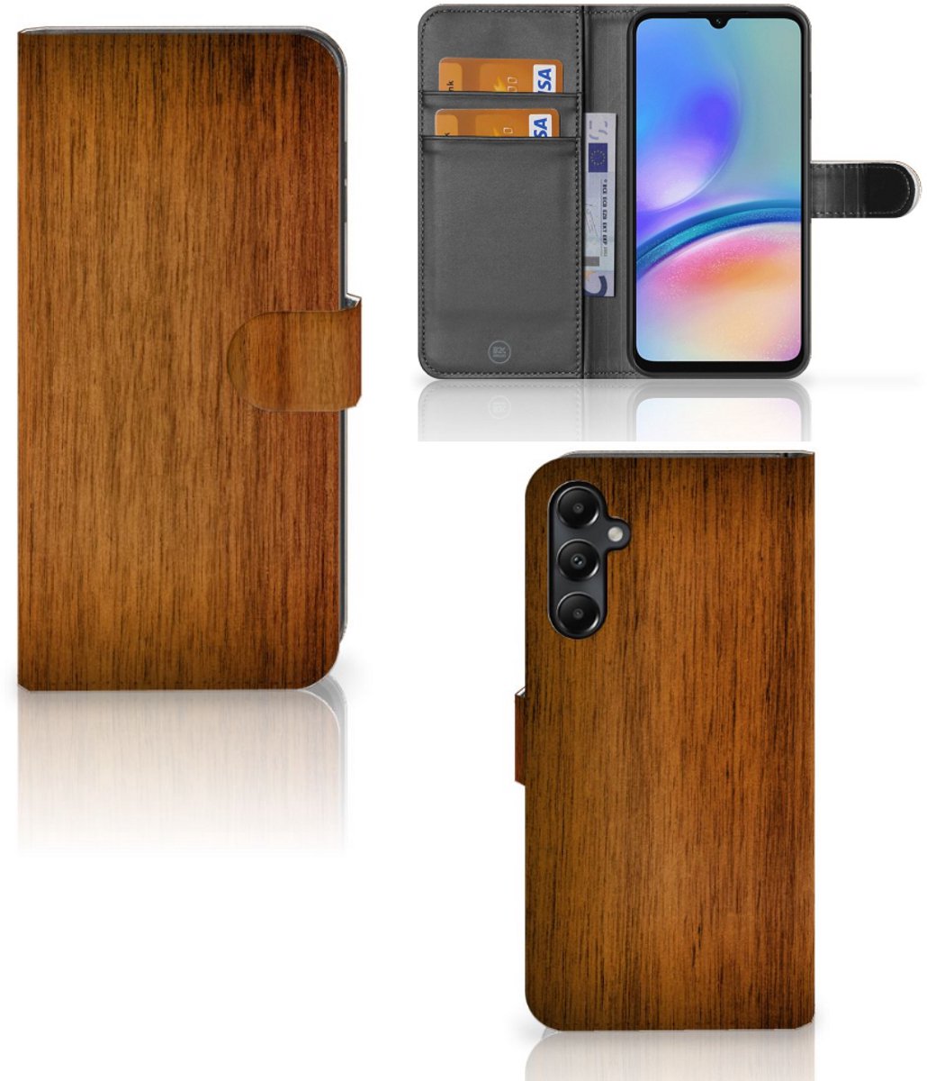 Samsung Galaxy A05s Book Style Case Donker Hout