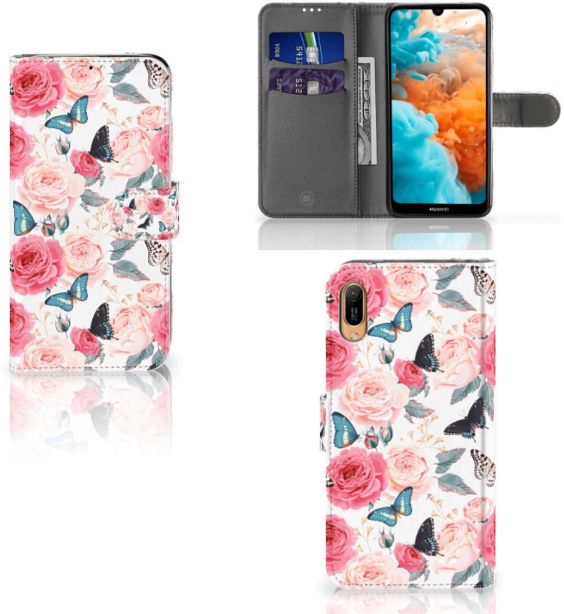 Huawei Y6 (2019) Hoesje Butterfly Roses