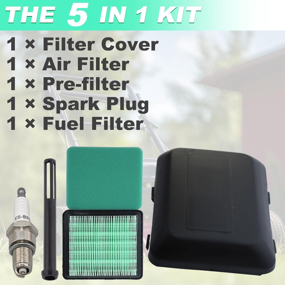 Luchtfilterkit voor Honda GV135 GCV160 GCV190 grasmaaier GX100 motor, ADEFOL luchtfilter + voorfilter + afdekking + bougie + brandstoffilter reserveonderdelen filter accessoires 17211-ZL8-023 – foto 4